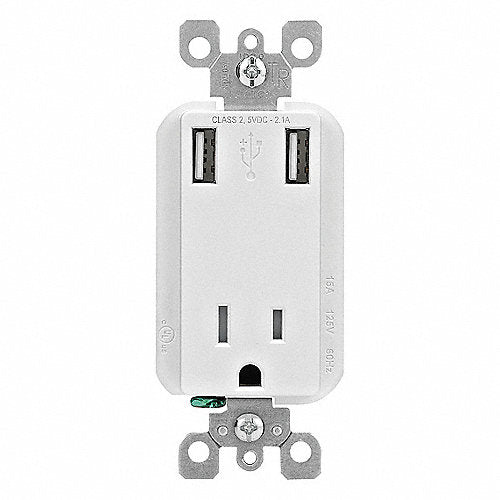 DECORA RECEPTACLE / DOUBLE USB CHARGER 20 AMP